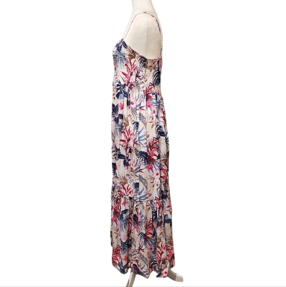 Ellison Dress Womens Size Medium Multicolor Tropical Print Ruffle Maxi Dress - Picture 4 of 11